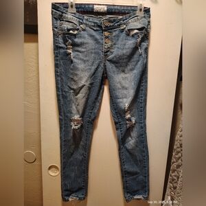 GOGO Women's Distressed Skinny Jeans - Blue